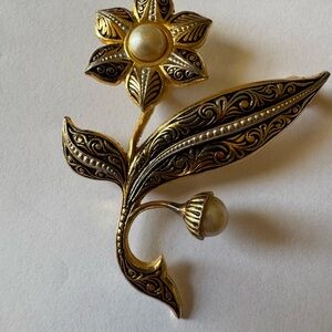 Gold and Silver Floral Brooch
